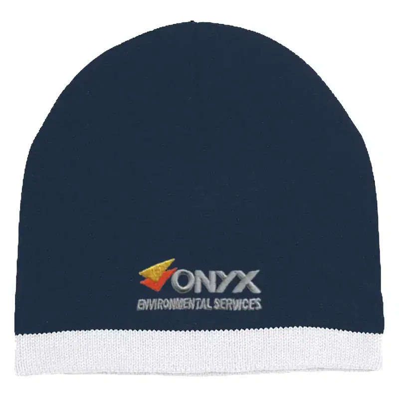 Imprinted Knit Beanie With Stripe