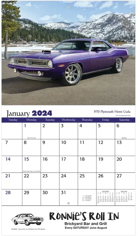 Muscle Cars Wall Calendar - Stapled: 2023