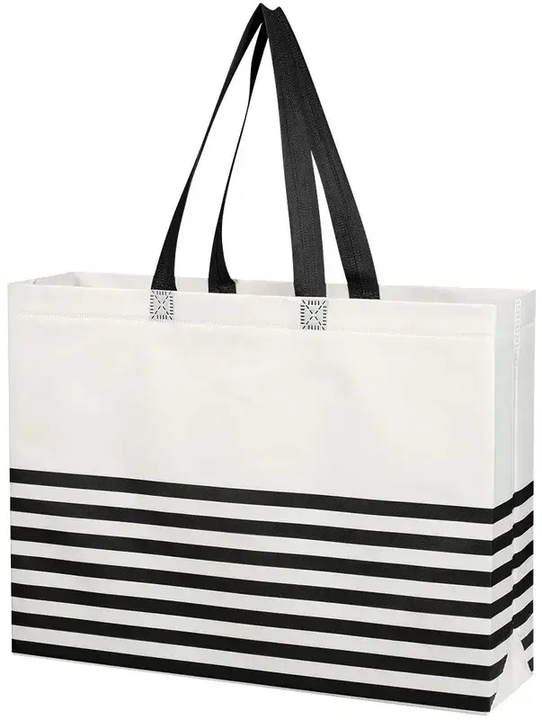 Non-Woven Horizontal Stripe Tote Bag