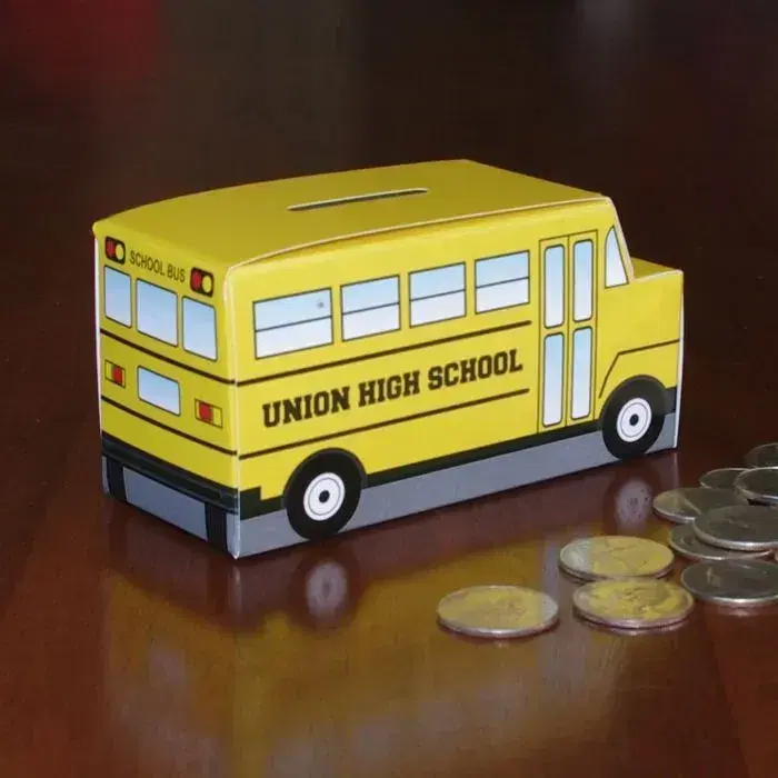 Custom Printed School Bus Paper Bank