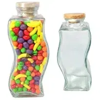 Wave Shape Glass Jar Large w/Hard Candy