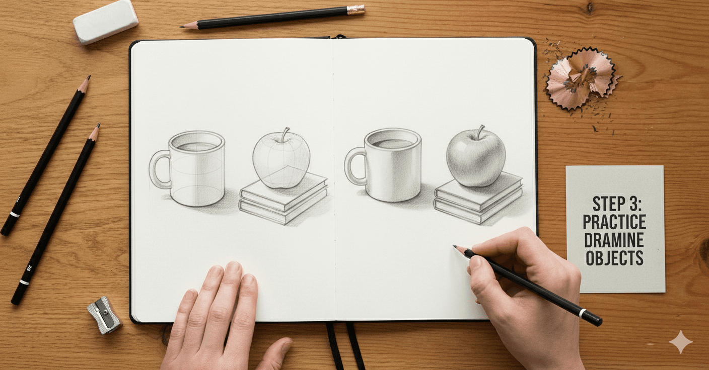 Step 3 Practice drawing simple objects to learn how to draw realistically.png