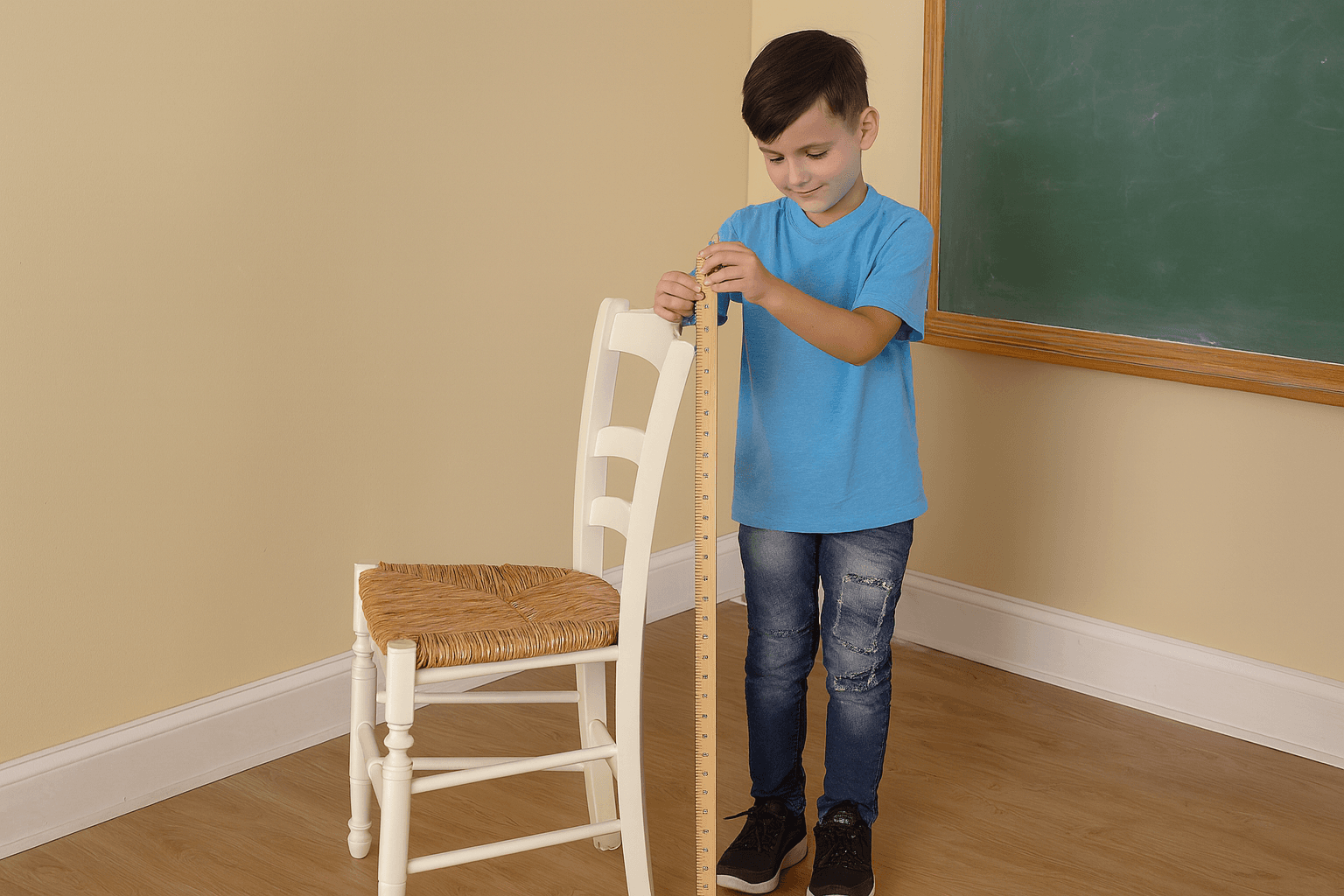 Boy Measuring Chair in Classroom.png