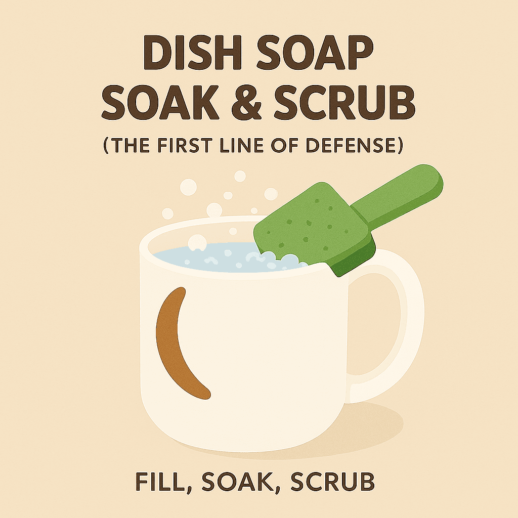 1. Dish Soap Soak & Scrub (The First Line of Defense).png