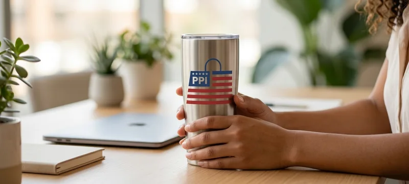 Custom promotional drinkware — tumbler, water bottle and mug with logo