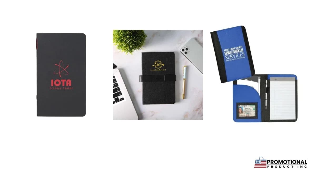 A stack of blank hardcover notebooks in assorted colors on a desk