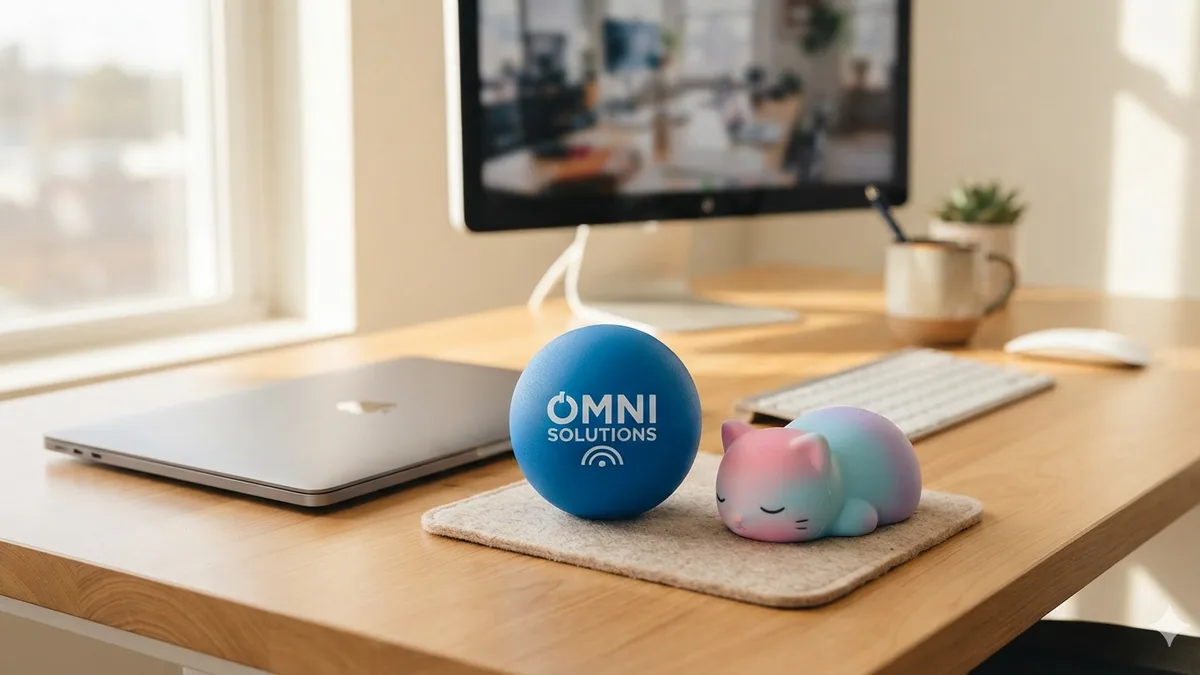 Custom stress relief gifts for Stress Awareness Month, printed with a company logo