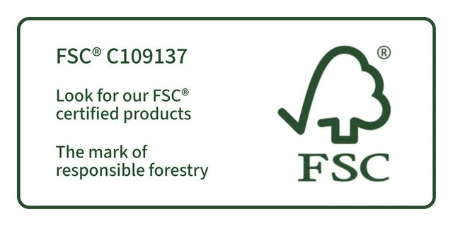 FSC Certified — C109137, the mark of responsible forestry
