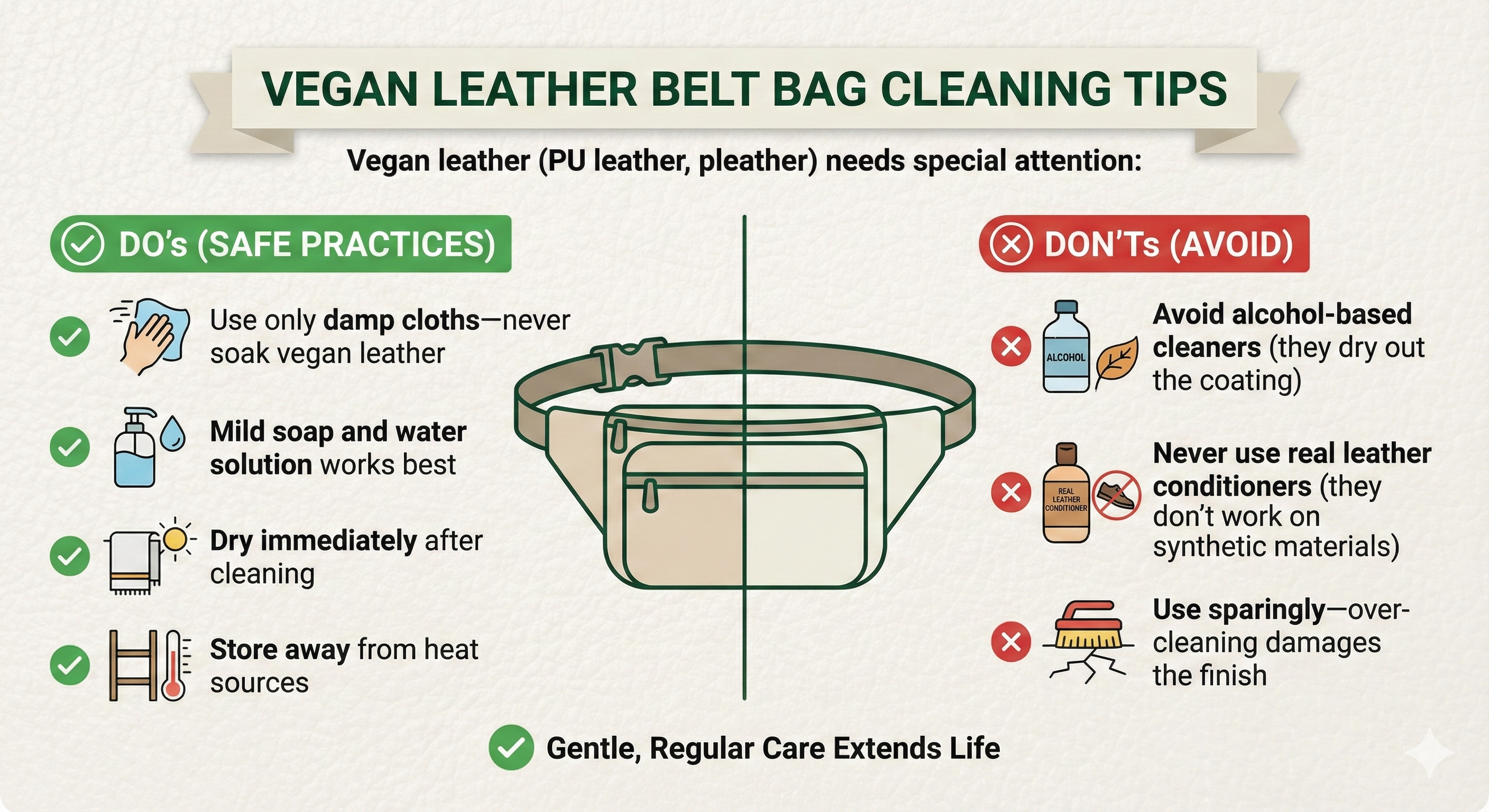 Vegan Leather Belt Bag Cleaning Tips
