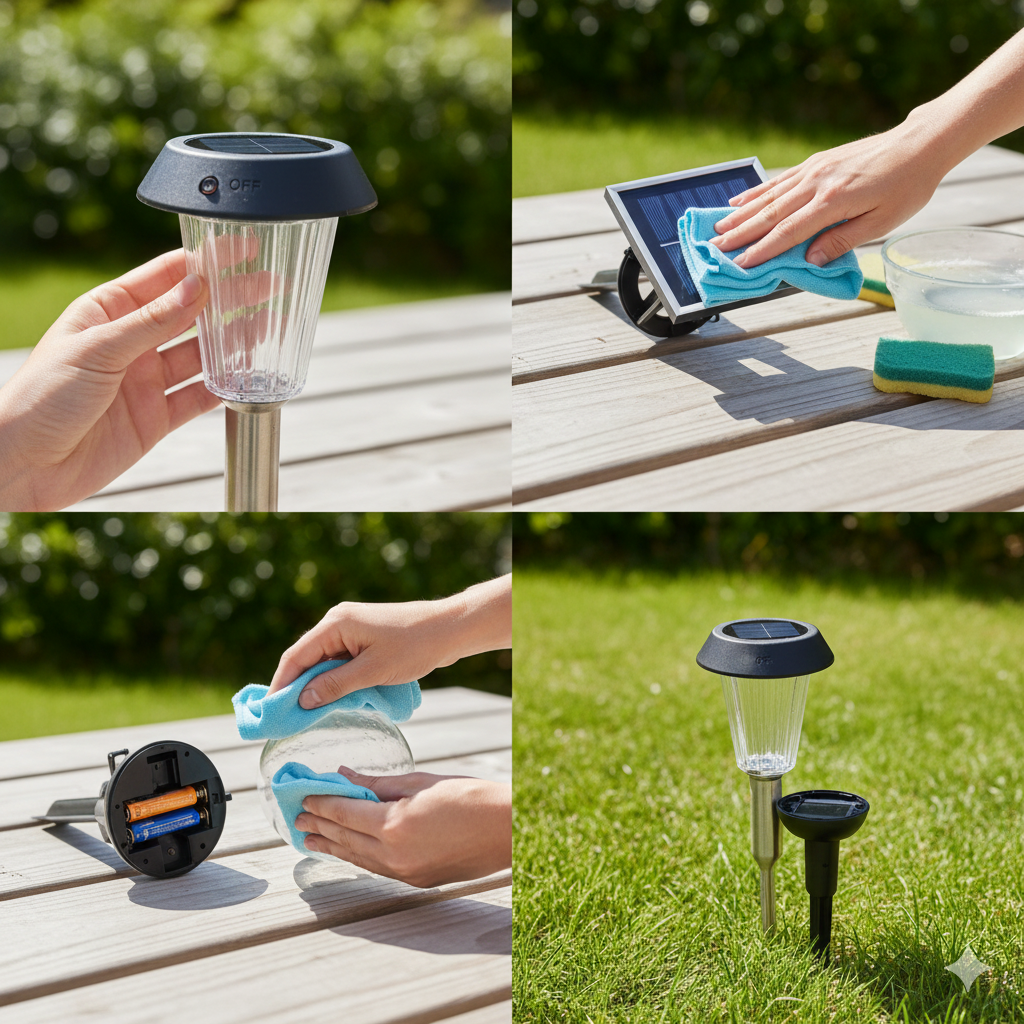 How do you clean outdoor solar lights